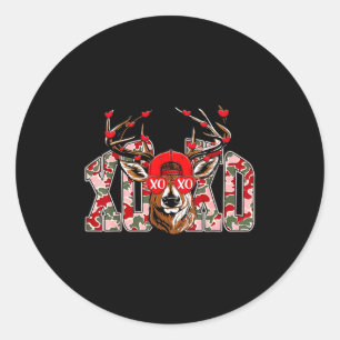 Retro Valentine Buck Deer Hunting Camo Xoxo Valent Classic Round Sticker