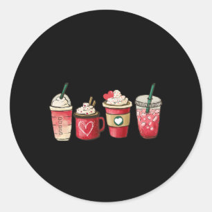 Retro Valentine Coffee Heart Valentine Mugs Coffee Classic Round Sticker