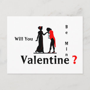 Retro Valentine Couple Silhouette Postcard