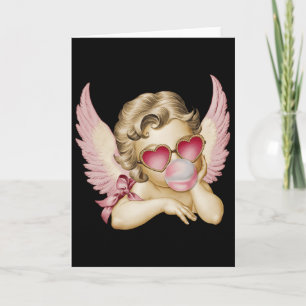 Retro Valentine Day Heart Sungles Cupid Blowing Bu Card