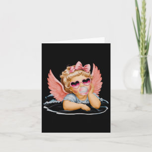 Retro Valentine Day Heart Sungles Cupid Blowing Bu Card