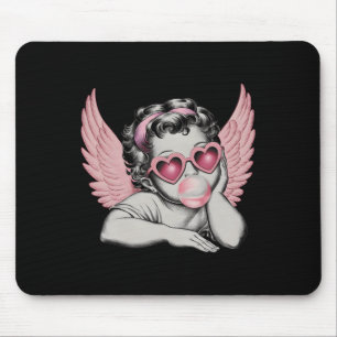 Retro Valentine Day Heart Sungles Cupid Blowing Bu Mouse Mat