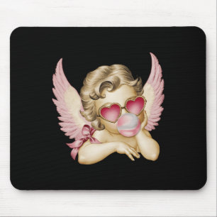 Retro Valentine Day Heart Sungles Cupid Blowing Bu Mouse Mat