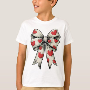 Retro Valentine Heart Coquette Bow For Women Girls T-Shirt