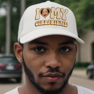 Retro Valentine Heart Photo I Love My Girlfriend Trucker Hat