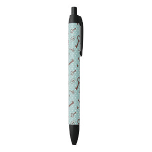 Retro Valentine Keys Black Ink Pen