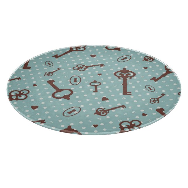 Retro Valentine Keys Cutting Board (Corner)