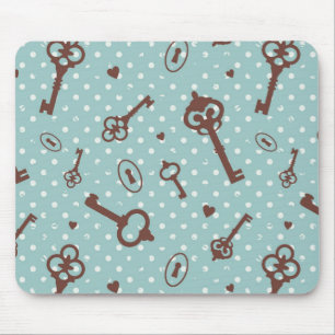 Retro Valentine Keys Mouse Mat
