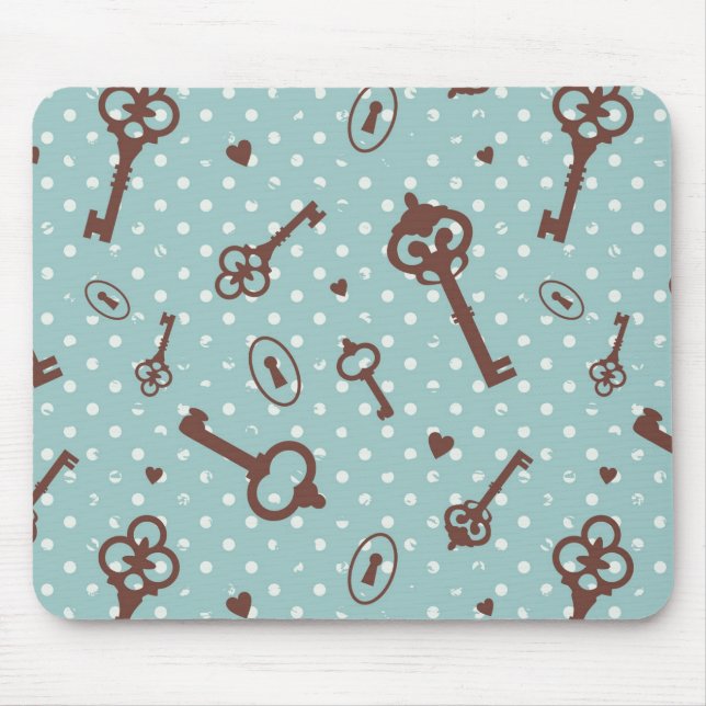 Retro Valentine Keys Mouse Mat (Front)
