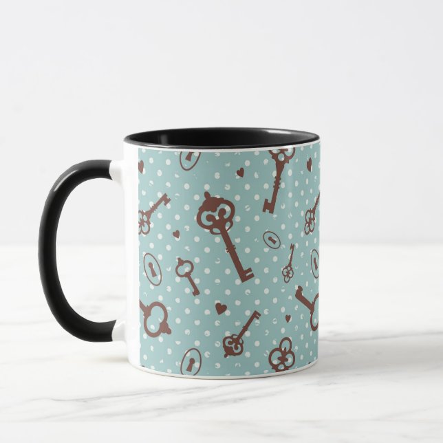 Retro Valentine Keys Mug (Left)