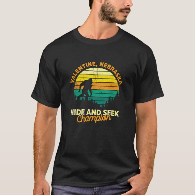 Retro Valentine Nebraska Big foot Souvenir  T-Shirt (Front)