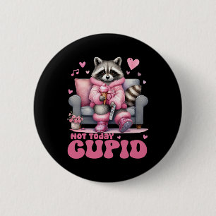 Retro Valentine Not Today Cupid Raccoon  6 Cm Round Badge