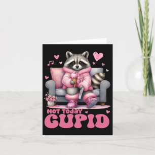 Retro Valentine Not Today Cupid Racoon Card