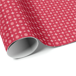 Retro Valentine Red Pink Modern Flower Pattern Wrapping Paper