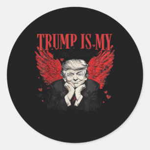 Retro Valentine Trump Is My Valentine Funny Trump  Classic Round Sticker