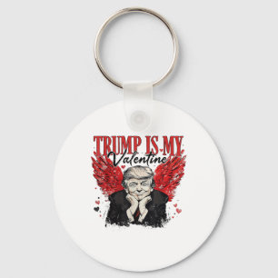 Retro Valentine Trump Is My Valentine Funny Trump Key Ring