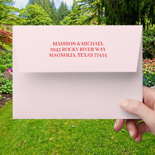 Retro Valentine Wedding Photo Red Pink Envelope