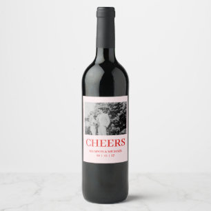 Retro Valentine Wedding Photo Red Pink Wine Label