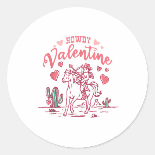 Retro Valentine Western Valentine Apparel Howdy Va Classic Round Sticker