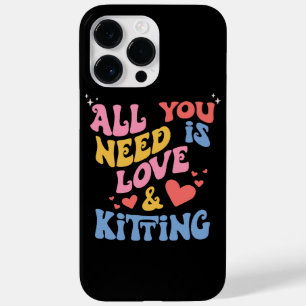 Retro Valentines All You Need Is Love and Knitting Case-Mate iPhone 14 Pro Max Case