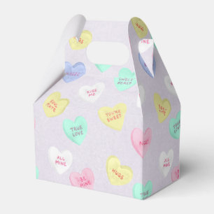 Retro Valentine's Day Candy Hearts on Purple Favour Box