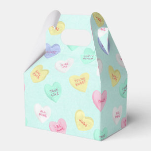 Retro Valentine's Day Candy Hearts on Teal Favour Box