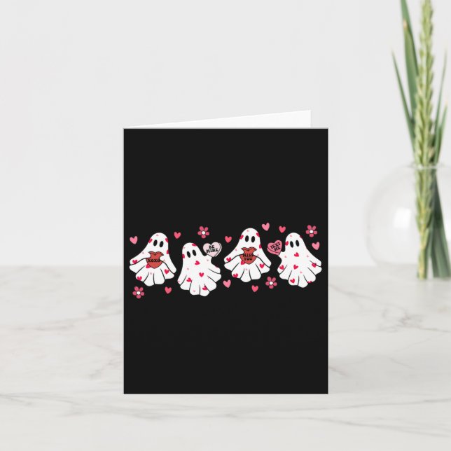 Retro Valentines Day Cute Ghost Boo Spooky Womens  Card (Front)