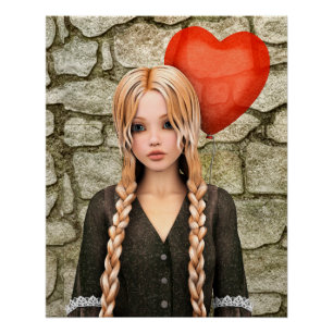 Retro Valentine's Day - Cute Heart Balloon Love Poster