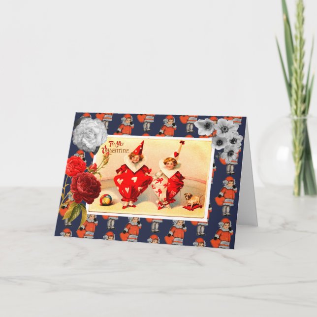 Retro Valentine's Day Folded Greeting Card (Front)