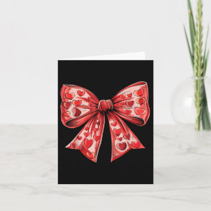Retro Valentines Day Heart Coquette Bow Women Kids Card