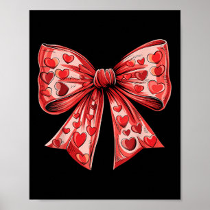 Retro Valentines Day Heart Coquette Bow Women Kids Poster