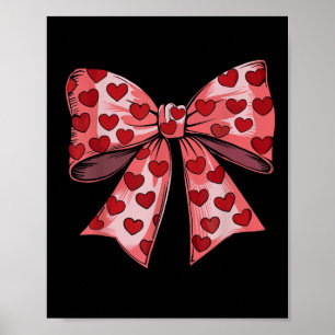 Retro Valentines Day Heart Coquette Bow Women Kids Poster