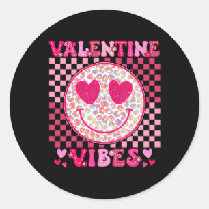 Retro Valentine's Day Heart Valentine Vibes Boys G Classic Round Sticker