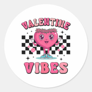 Retro Valentine's Day Heart Valentine Vibes Boys G Classic Round Sticker