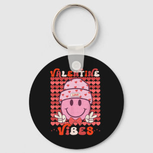 Retro Valentine's Day Heart Valentine Vibes Boys G Key Ring