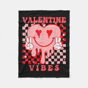 Retro Valentines Day Heart Valentine Vibes Boys Gi Fleece Blanket