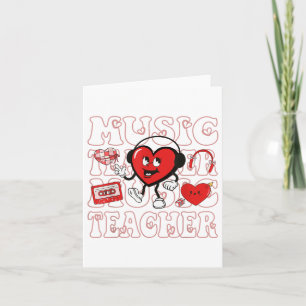 Retro Valentines Day Music Teacher Cute Heart Musi Card