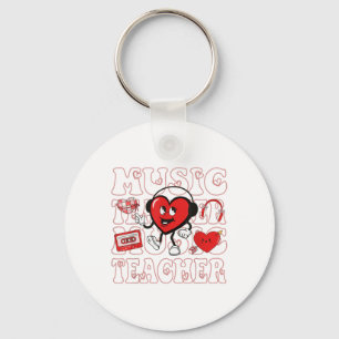Retro Valentines Day Music Teacher Cute Heart Musi Key Ring