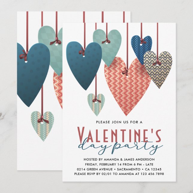 Retro Valentine's Day Party Invitation (Front/Back)