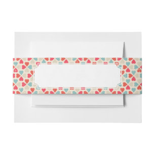 Retro Valentine's Day Pattern Invitation Belly Band