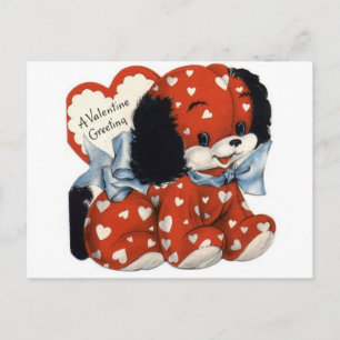 Retro Valentines Day Puppy Holiday Postcard