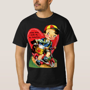 Retro Valentine's Day, Vintage Boy on a Scooter T-Shirt