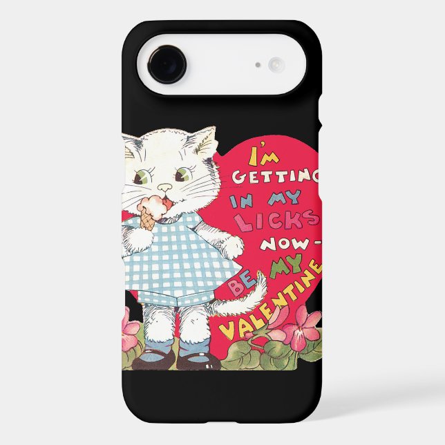 Retro Valentine's Day Vintage Cat Eating Ice Cream (Back)