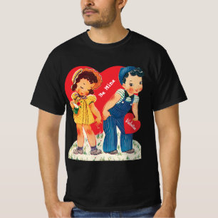 Retro Valentine's Day, Vintage Girl and Boy Hearts T-Shirt