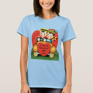 Retro Valentine's Day, Vintage Girl and Boy in Car T-Shirt