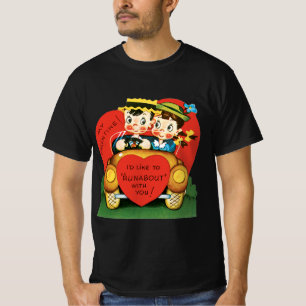 Retro Valentine's Day, Vintage Girl and Boy in Car T-Shirt