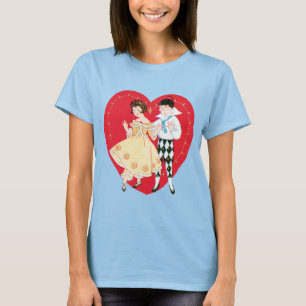 Retro Valentine's Day, Vintage Harlequin and Heart T-Shirt