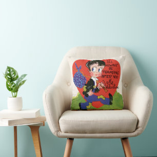 Retro Valentine's Day, Vintage Hobo Boy Heart Cushion