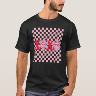 Retro Valentines Day XoXo Chequered Happy Face Flo T-Shirt