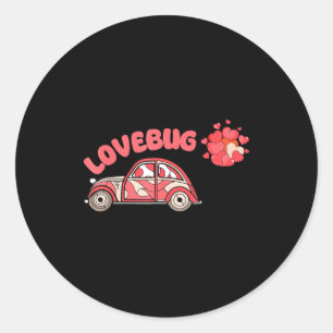 Retro Valentines Lovebug Heart Groovy Valentines M Classic Round Sticker
